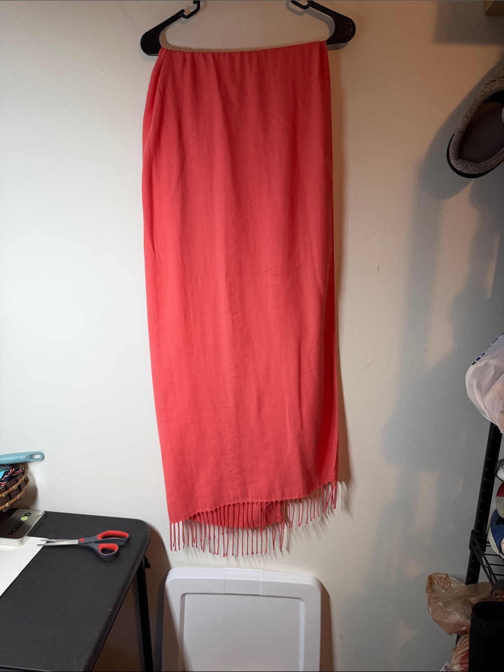 Soft Coral Fringe Scarf - Unbranded FROM ITALY!